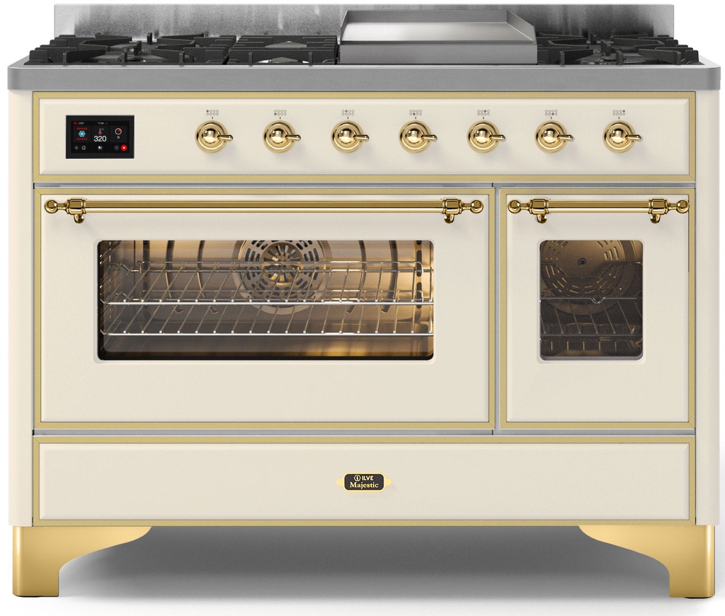 ILVE UM12F Majestic II 48 inch Dual Fuel Range with 8 Burners, Griddle