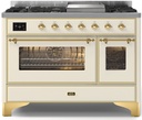 ILVE UM12F Majestic II 48 inch Dual Fuel Range with 8 Burners, Griddle