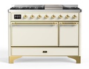 ILVE UM12F Majestic II 48 inch Dual Fuel Range with 8 Black Brass Burners, Griddle