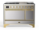 ILVE UM12F Majestic II 48 inch Dual Fuel Range with 8 Black Brass Burners, Griddle