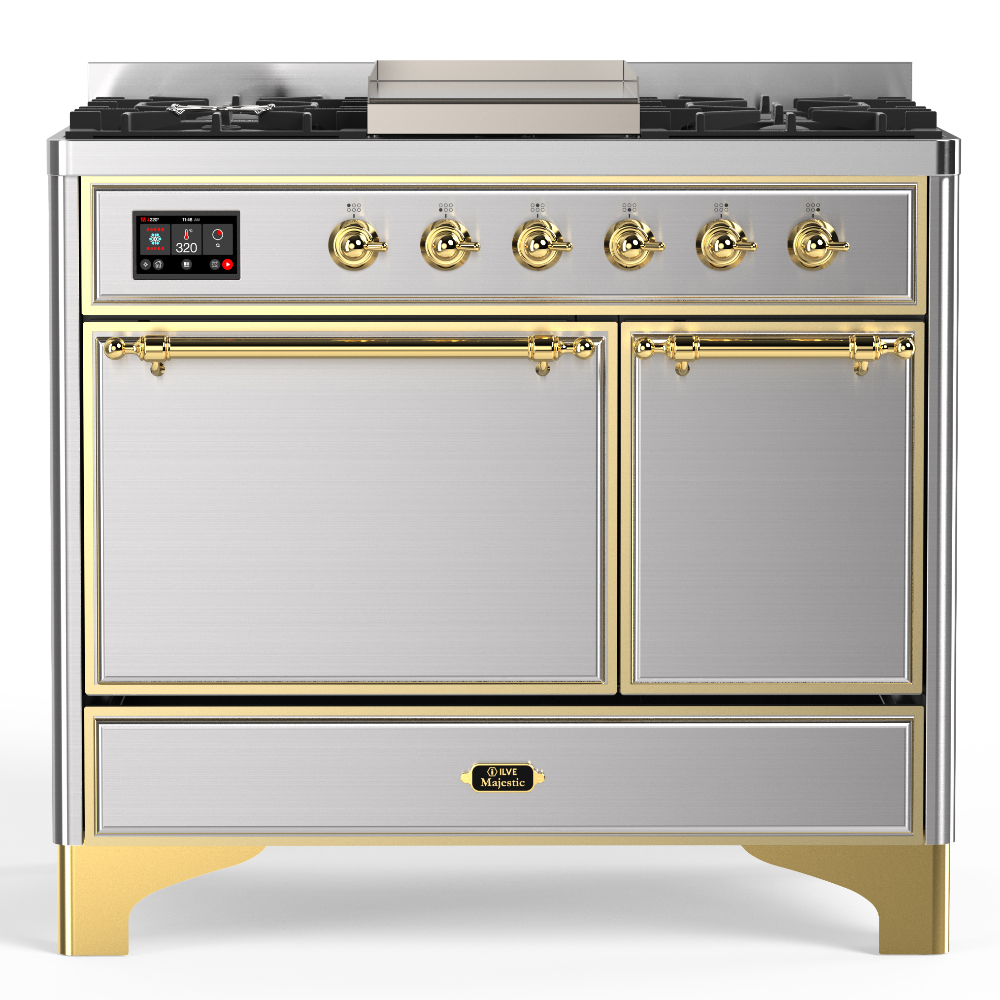 ILVE UMD40F Majestic III 40 inch Dual Fuel Range with 6 Burners and Griddle, Dual Function Burner up to 25,000 BTU