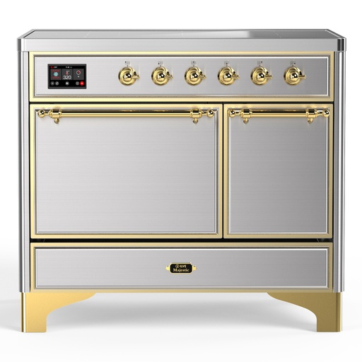 [UMDIB40QNR3SSG] ILVE UMDIB40N Majestic III 40 inch Induction Range with 6 Elements, 3.82 cu. ft. Total Oven Capacity (Solid Door, Stainless Steel, Brass)
