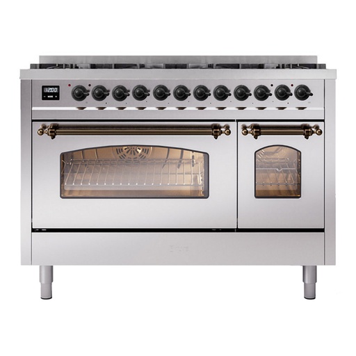 [UP488NMPSSB] ILVE UP488NMPSSB Nostalgie II 48 inch Dual Fuel Range Burnished Trim Bundle Including Burnished Knobs and Handles (Limited Edition)