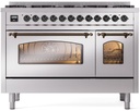 ILVE UP488NMPSSBLP Nostalgie II 48 inch Dual Fuel Liquid Propane Range Burnished Trim Bundle Including EN48B82211 Burnished Knobs and Handles (Limited Edition)