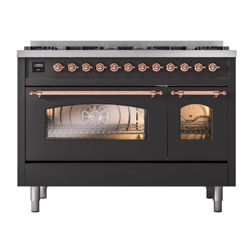 [UP488NMPMGP] ILVE UP488NMPMGP Nostalgie II 48 inch Dual Fuel Range Copper Trim Bundle Including EN48P82211 Copper Knobs and Handles (Limited Edition)