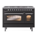 ILVE UP488NMPMGC Nostalgie II 48 inch Dual Fuel Range Chrome Trim Bundle Including Chrome Knobs and Handles (Limited Edition)