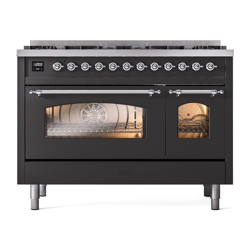 [UP488NMPMGC] ILVE UP488NMPMGC Nostalgie II 48 inch Dual Fuel Range Chrome Trim Bundle Including EN48C82211 Chrome Knobs and Handles (Limited Edition)