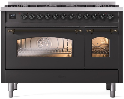 [UP488NMPMGB] ILVE UP488NMPMGB Nostalgie II 48 inch Dual Fuel Range Burnished Trim Bundle Including EN48B82211 Burnished Knobs and Handles (Limited Edition)