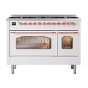 ILVE UP488NMPWHP Nostalgie II 48 inch Dual Fuel Range Copper Trim Bundle Including EN48P82211 Copper Knobs and Handles (Limited Edition)