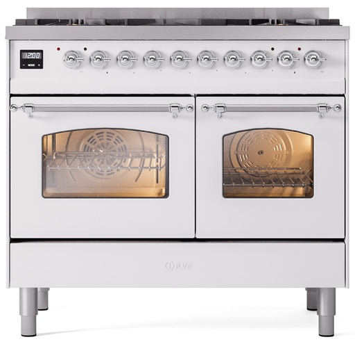 [UPD406NMPWHC] ILVE UPD406NMPWHC Nostalgie II 40 inch Dual Fuel Range Chrome Trim Bundle Including EN40C62211 Chrome Knobs and Handles (Limited Edition)