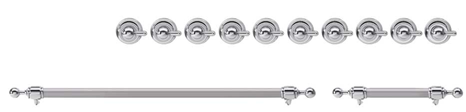 ILVE Chrome Knobs and Handle Bundle for 48 inch Nostalgie Induction