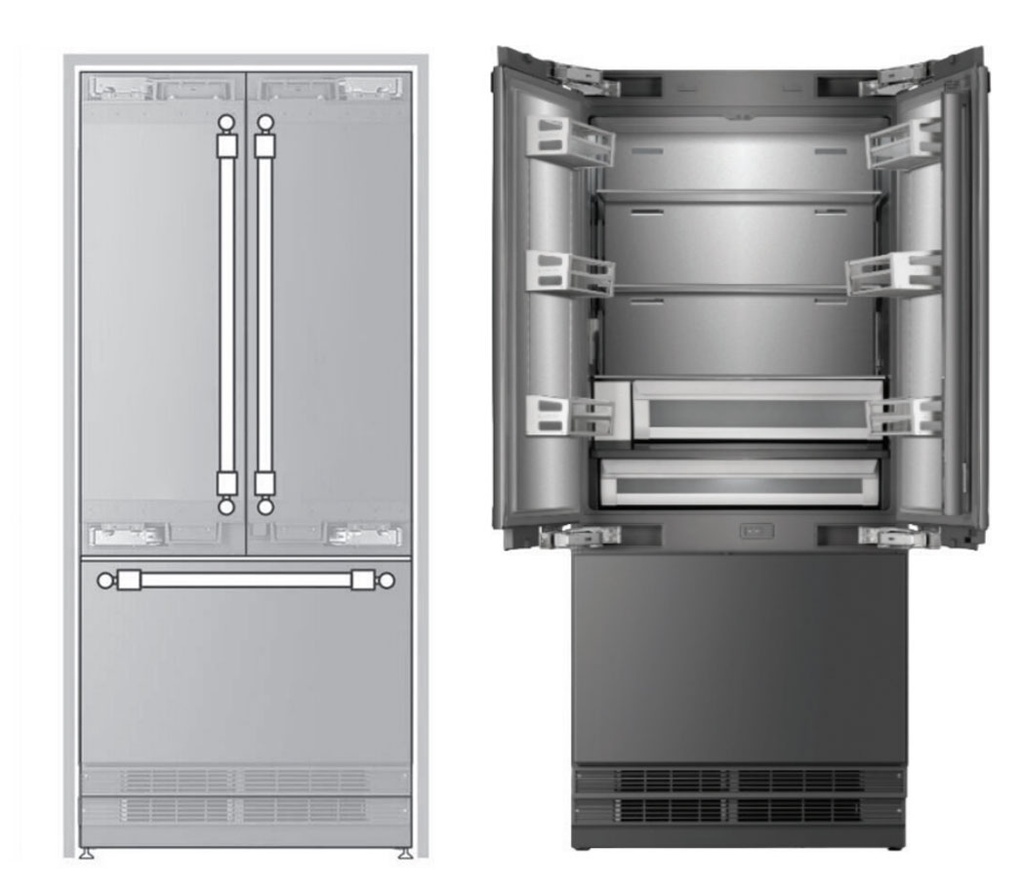 ILVE URFD36SIWPRY 36 inch Built-In French Door Refrigerator with 19.5 cu. ft. Capacity, Internal Water Dispenser, Ice Maker, Energy Star, Sabbath Mode 