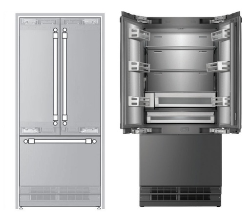 [URFD36SIWPRY] ILVE URFD36SIWPRY 36 inch Built-In French Door Refrigerator with 19.5 cu. ft. Capacity, Internal Water Dispenser, Ice Maker, Energy Star, Sabbath Mode 