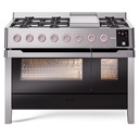 ILVE UPM12FDS3 Panoramagic 48" Dual Fuel Range with 8 Burners and Griddle, 5.02 cu. ft. Total Oven Capacity