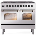 ILVE UPD406NMPSSB Nostalgie II 40 inch Dual Fuel Range Burnished Trim Bundle Including Burnished Knobs and Handles (Limited Edition)