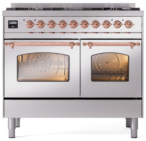 [UPD406NMPSSPLP] ILVE UPD406NMPSSPLP Nostalgie II 40 inch Dual Fuel Liquid Propane Range Copper Trim Bundle Including EN40P62211 Copper Knobs and Handles (Limited Edition)