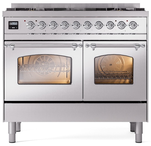 [UPD406NMPSSCLP] ILVE UPD406NMPSSCLP Nostalgie II 40 inch Dual Fuel Liquid Propane Range Chrome Trim Bundle Including EN40C62211 Chrome Knobs and Handles (Limited Edition)