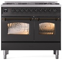 ILVE UPD406NMPMGBLP Nostalgie II 40 inch Dual Fuel Liquid Propane Range Burnished Trim Bundle Including EN40B62211 Burnished Knobs and Handles (Limited Edition)