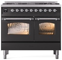 ILVE UPD406NMPMGCLP Nostalgie II 40 inch Dual Fuel Liquid Propane Range Chrome Trim Bundle Including EN40C62211 Chrome Knobs and Handles (Limited Edition)