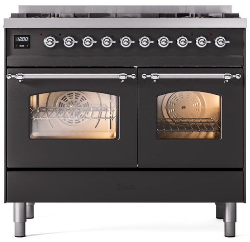 [UPD406NMPMGCLP] ILVE UPD406NMPMGCLP Nostalgie II 40 inch Dual Fuel Liquid Propane Range Chrome Trim Bundle Including EN40C62211 Chrome Knobs and Handles (Limited Edition)