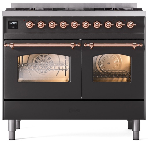 [UPD406NMPMGPLP] ILVE UPD406NMPMGPLP Nostalgie II 40 inch Dual Fuel Liquid Propane Range Copper Trim Bundle Including EN40P62211 Copper Knobs and Handles (Limited Edition)