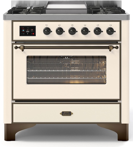 ILVE UM09F Majestic II 36 inch Dual Fuel Range with 6 Burners, Griddle
