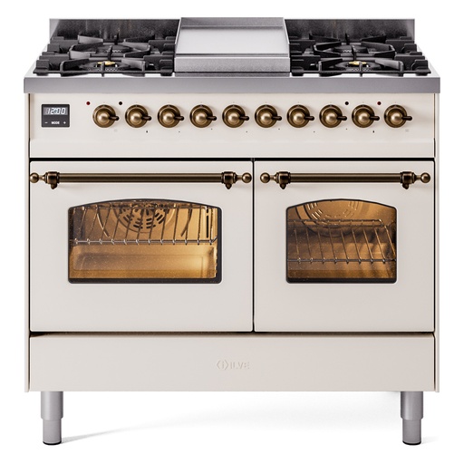 ILVE UPD40FNMP Nostalgie II 40 inch Dual Fuel Range with Double Ovens, 6 Burners and Griddle