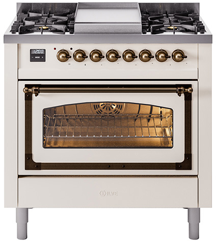 ILVE UN36FNM Nostalgie II Noblesse 36 inch Dual Fuel Range with 6 Burners and Griddle
